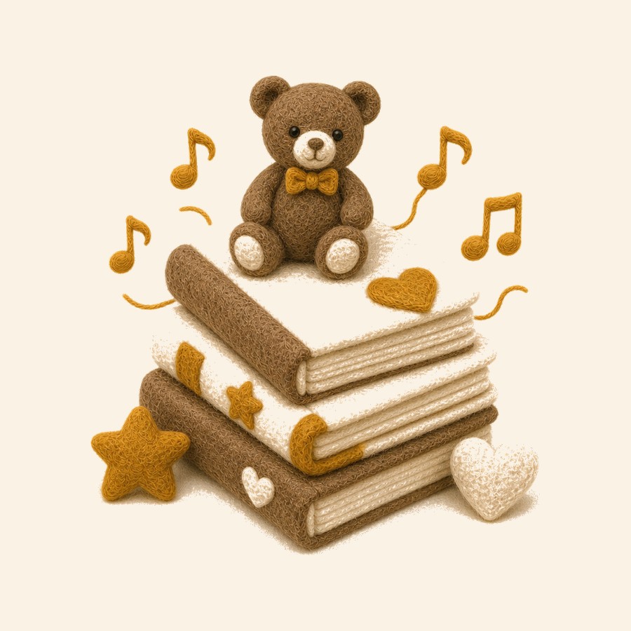 Libros de fieltro para bebés con osito y notas musicales