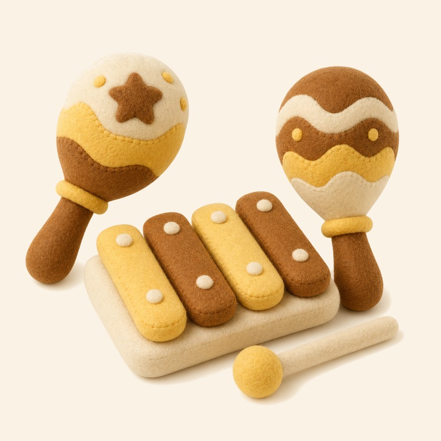 Maracas y xilófono de fieltro para bebés