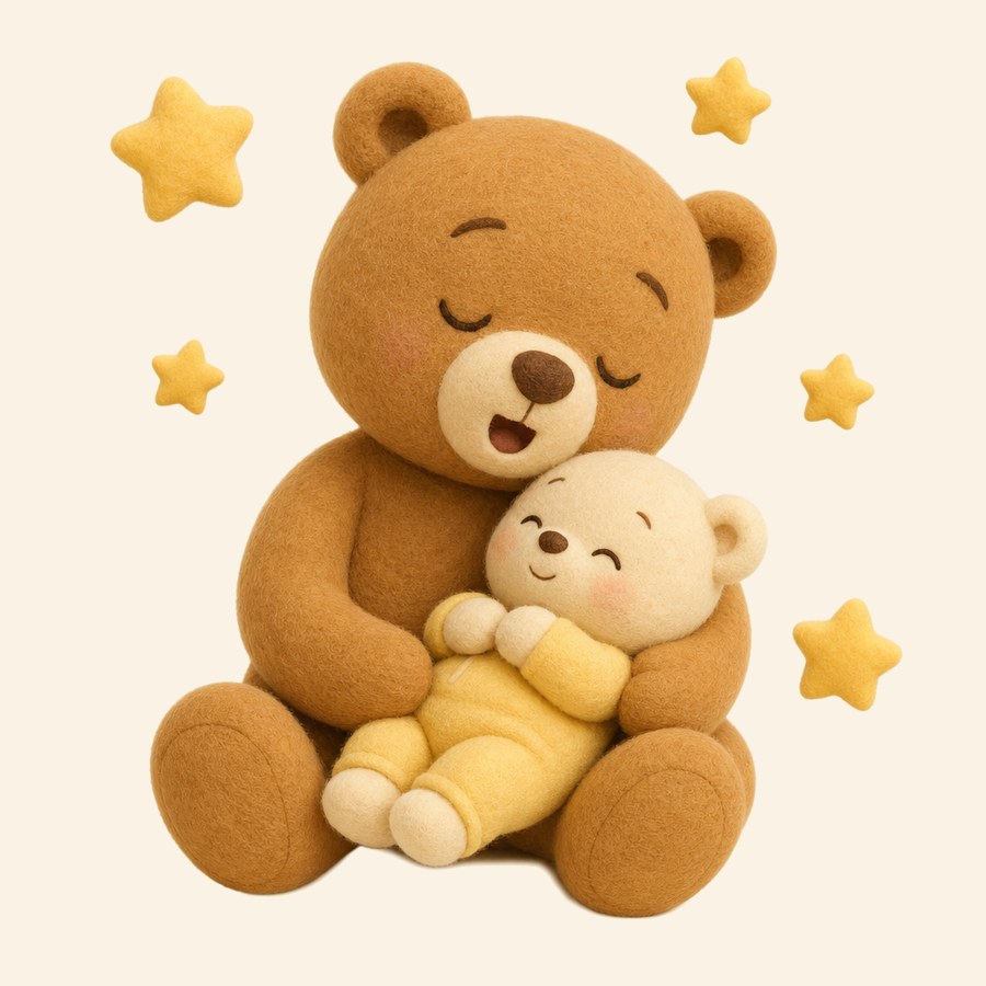 Adulto cantándole a un niño pequeño con estrellas de fieltro