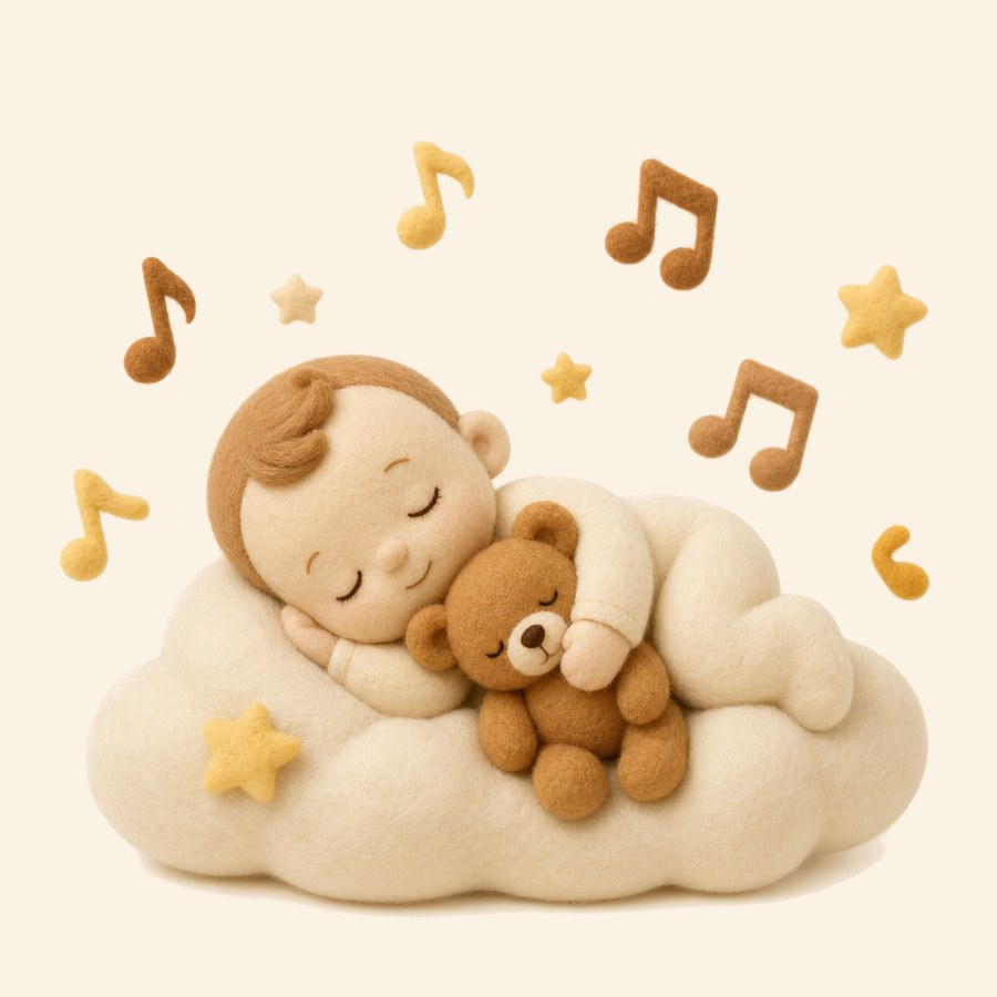 Bebé durmiendo en paz con notas de nana suaves
