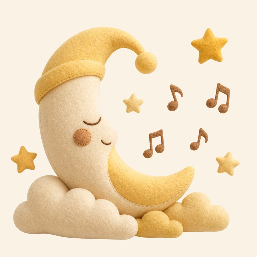 Escena nocturna con luna y notas calmadas para dormir
