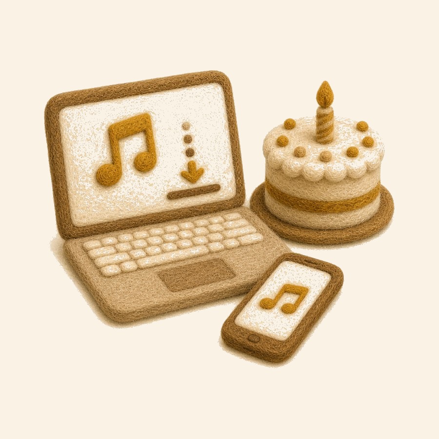 Altavoz de fieltro con globos y regalo de cumpleaños