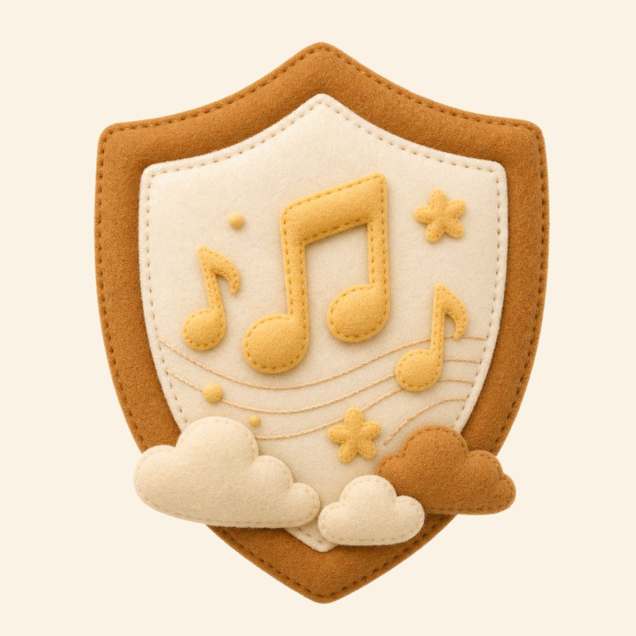 Escudo de música segura con notas musicales de fieltro