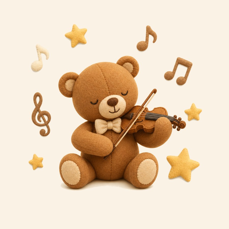 Notas clásicas con osito y estrellas de fieltro