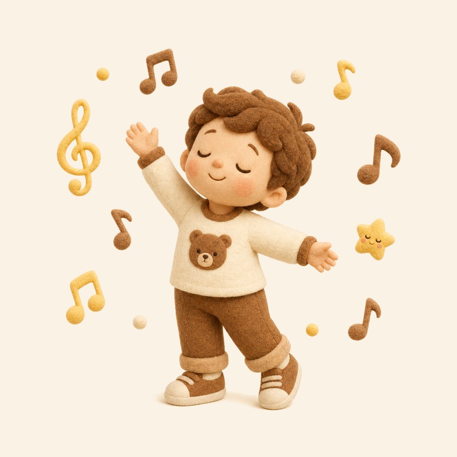 Niño creciendo acompañado de notas de nana suaves