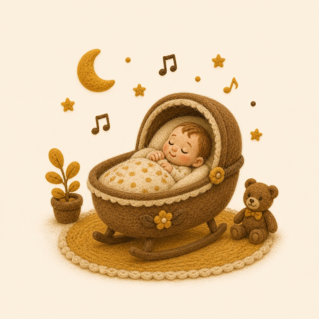 Bebé dormido en la cuna de noche después de un despertar calmado con música