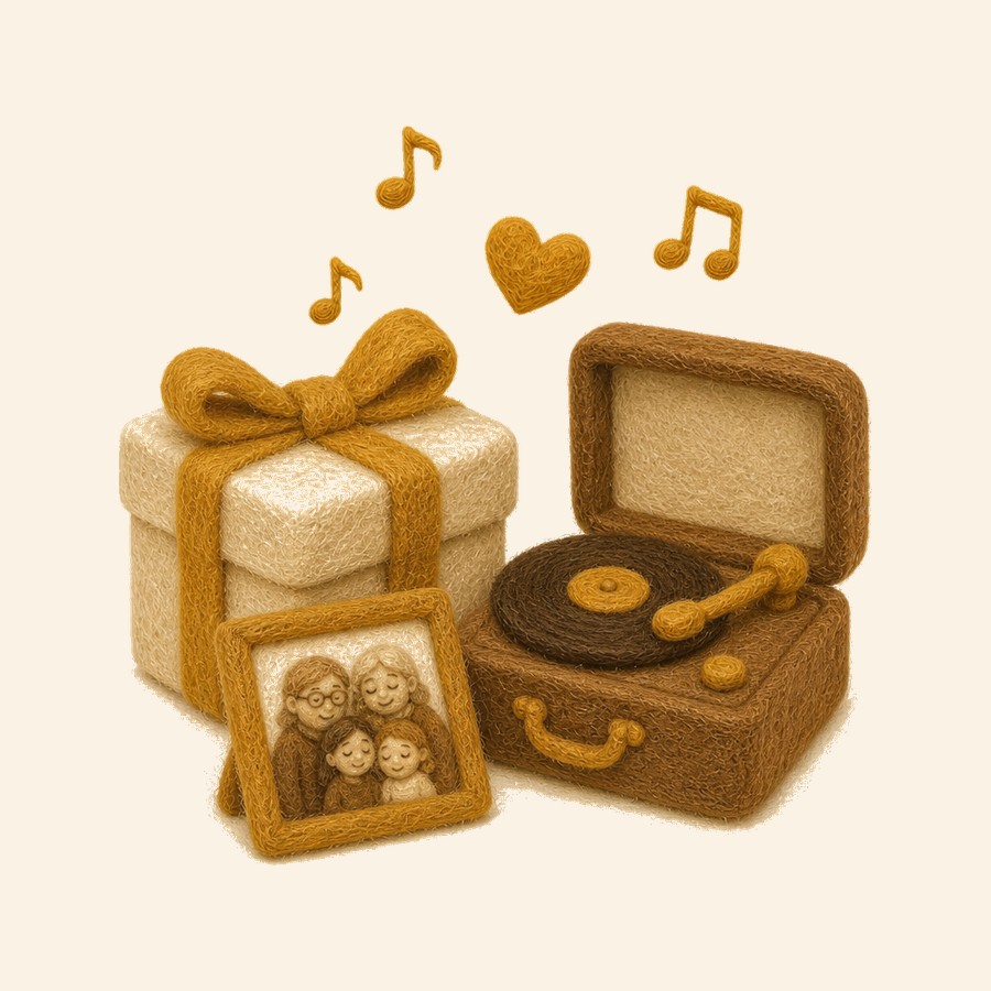 Regalo musical de fieltro para el día de los abuelos