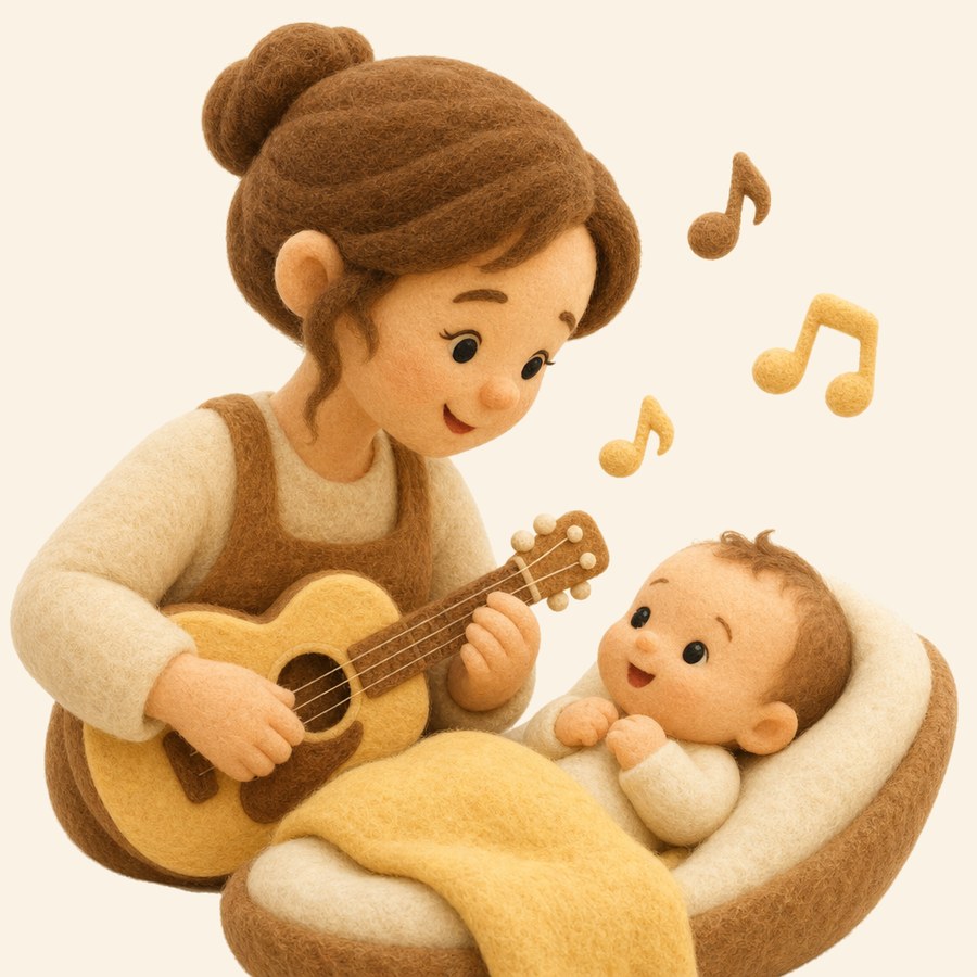 Padre o madre compartiendo la primera canción con el recién nacido