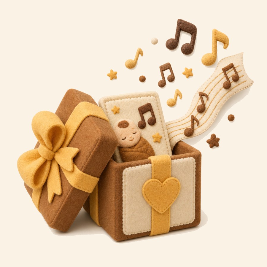 Caja de regalo con una canción personalizada para el recién nacido