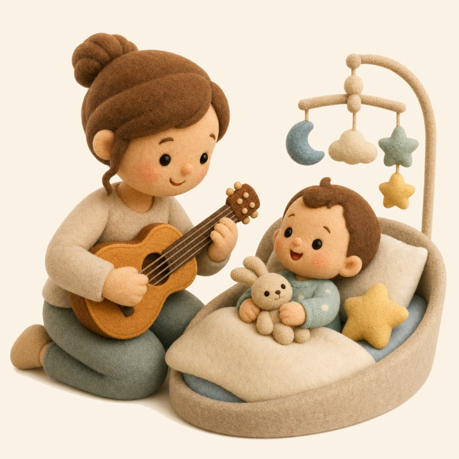 Rutina musical antes de dormir entre adulto y bebé