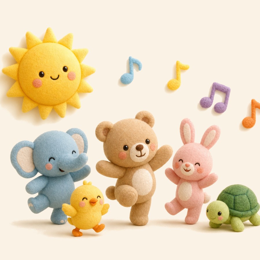 Sol de la mañana con notas musicales bailando